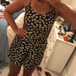 Black and yellow flower romper